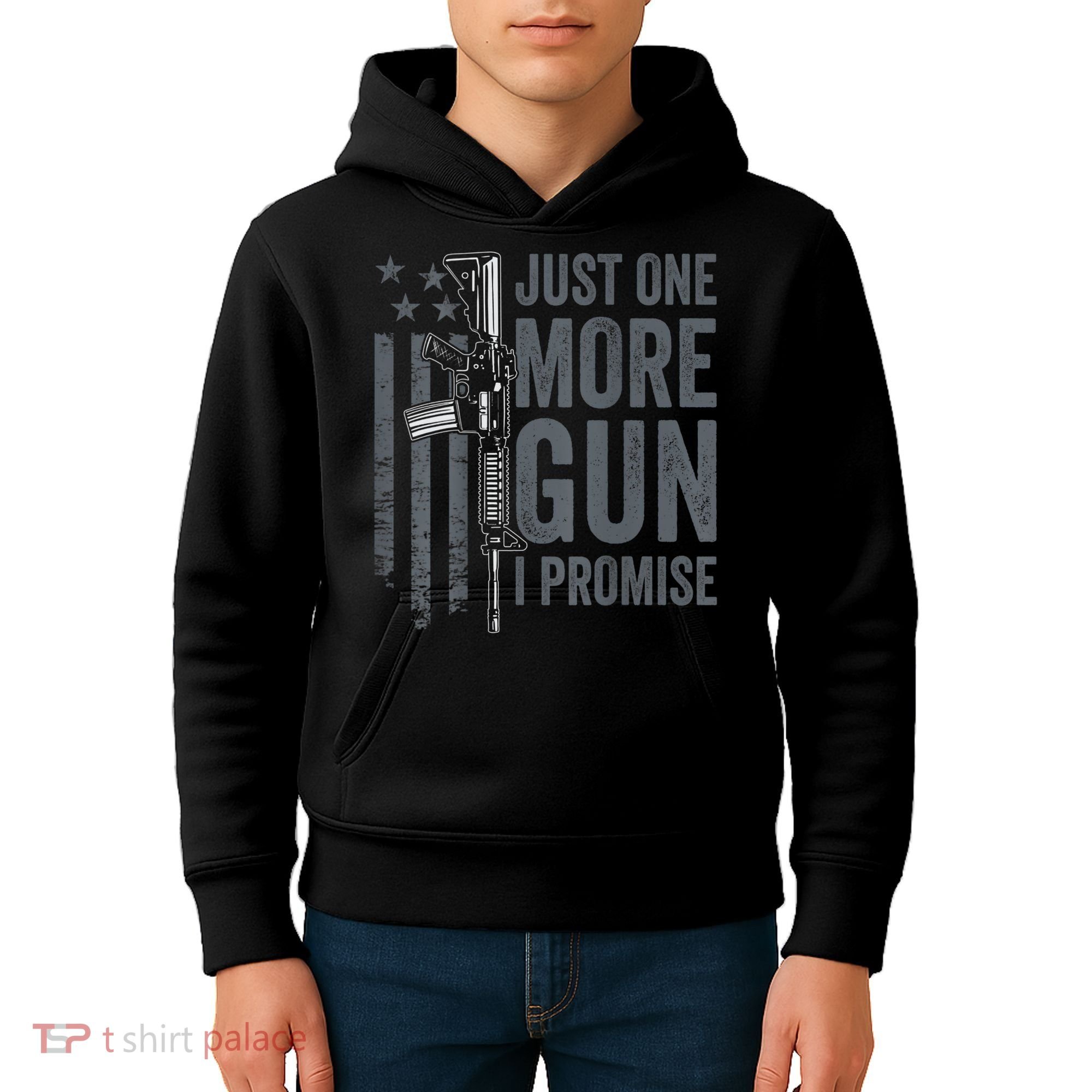 Just One More Gun I Promise Funny Guns Joke ON BACK Kids Hoodie