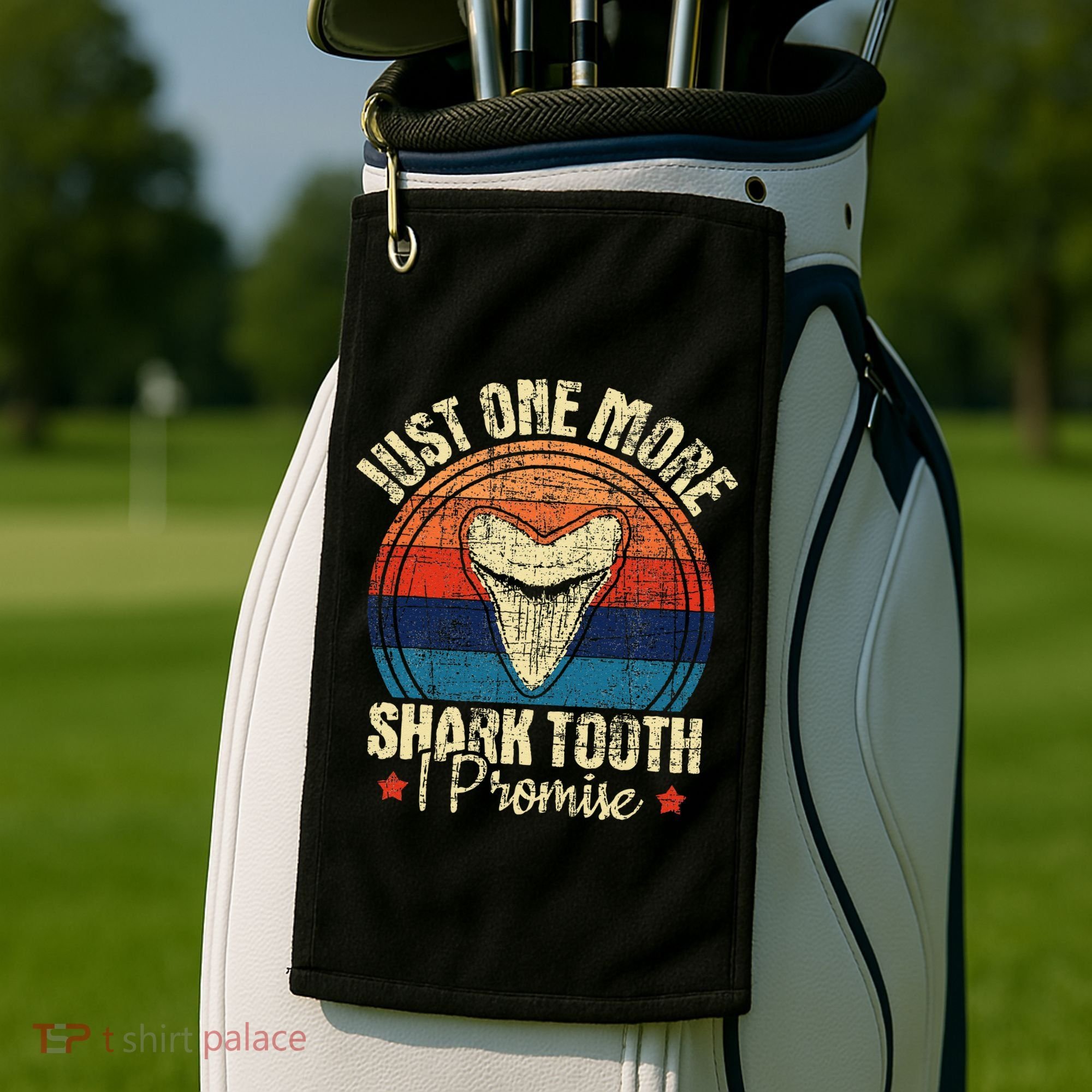 Just One More Shark Tooth I Promise Retro Fossil Golf Towel