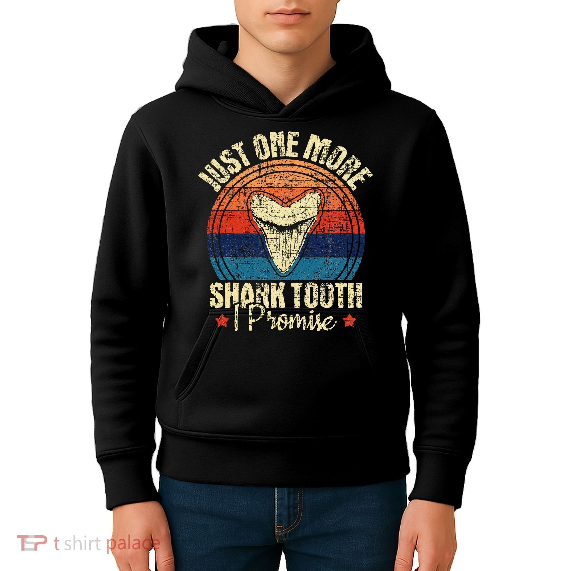 Just One More Shark Tooth I Promise Retro Fossil Kids Hoodie
