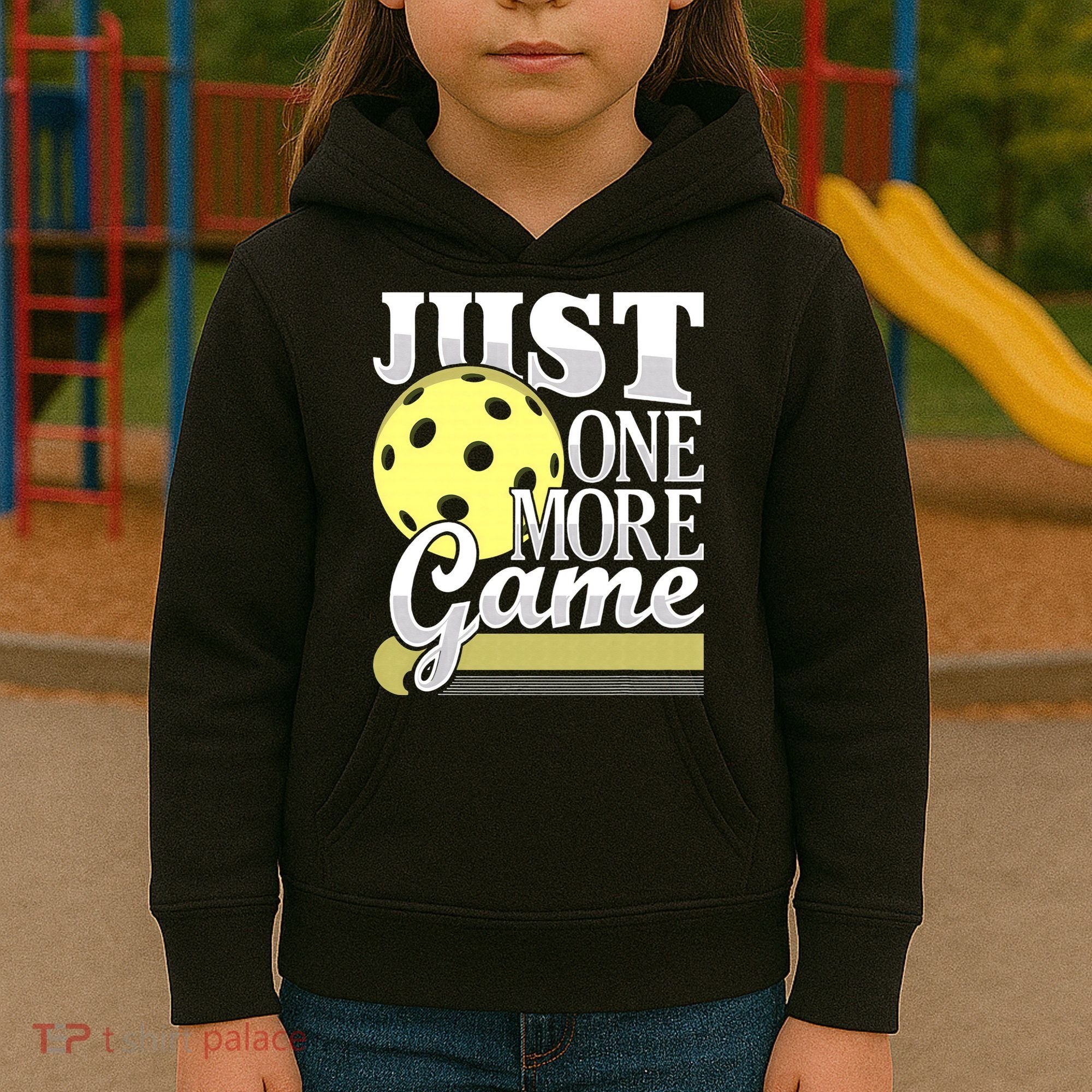 Just One More Game Pickleball Player Paddleball Kids Hoodie