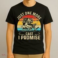 Just One More Cast I Promise Bass Fishing Funny Angler Retro T-Shirt thumb 3