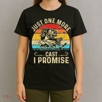 Just One More Cast I Promise Bass Fishing Funny Angler Retro T-Shirt thumb 4