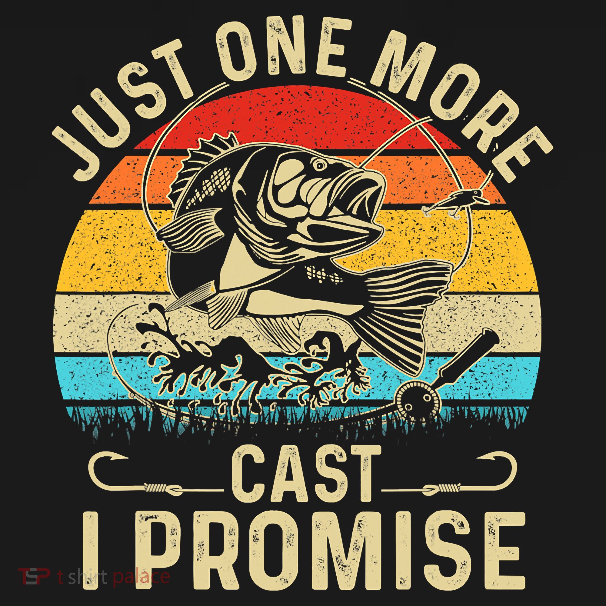 Just One More Cast I Promise Bass Fishing Funny Angler Retro T-Shirt