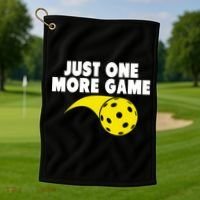 Just One More Game Pickleball Gift Golf Towel thumb 1
