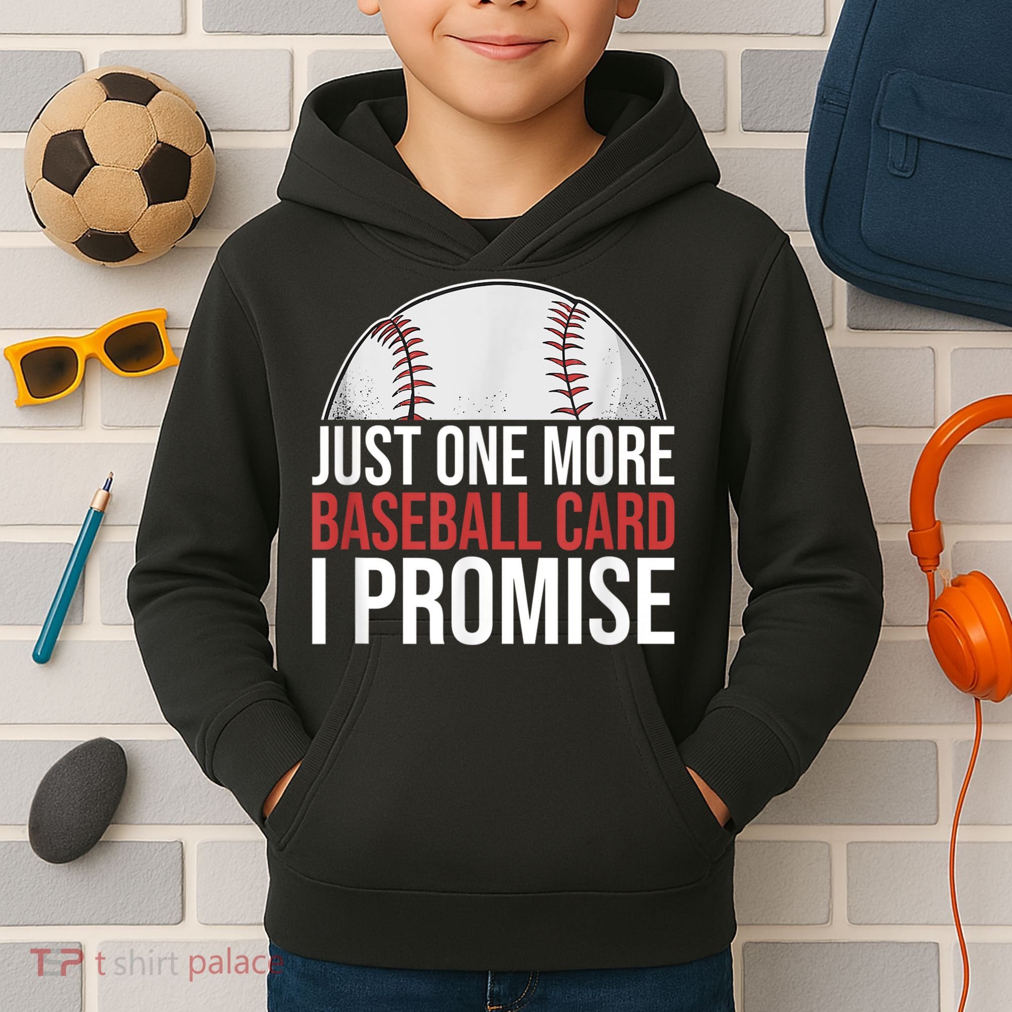 Just One More Baseball Card I Promise For Baseball Fan Kids Hoodie