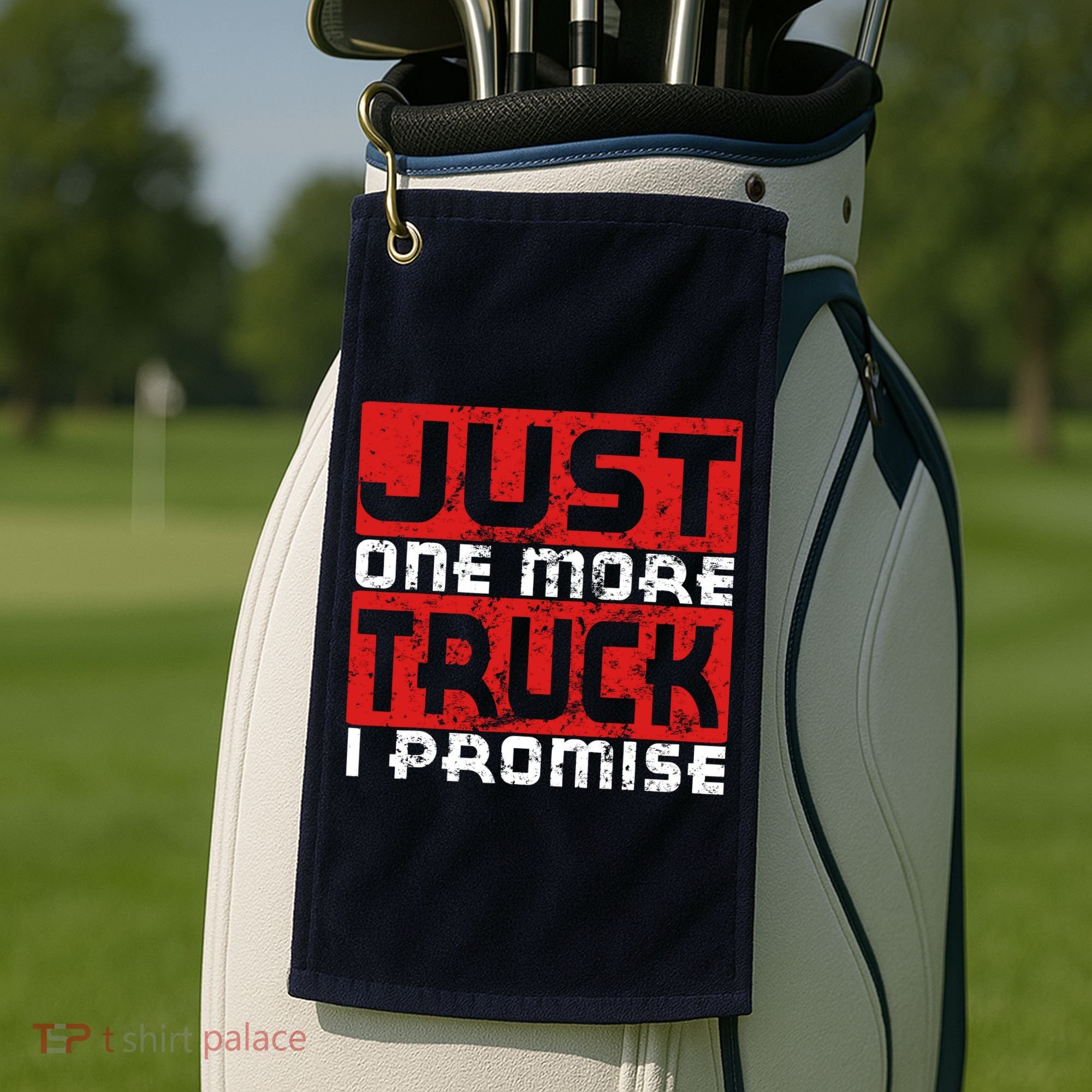 Just One More Truck I Promise Funny Distressed Golf Towel
