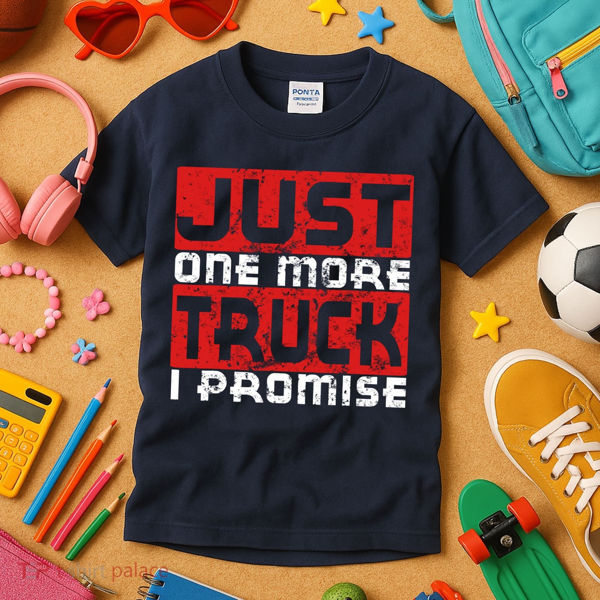 Just One More Truck I Promise Funny Distressed Kids T-Shirt