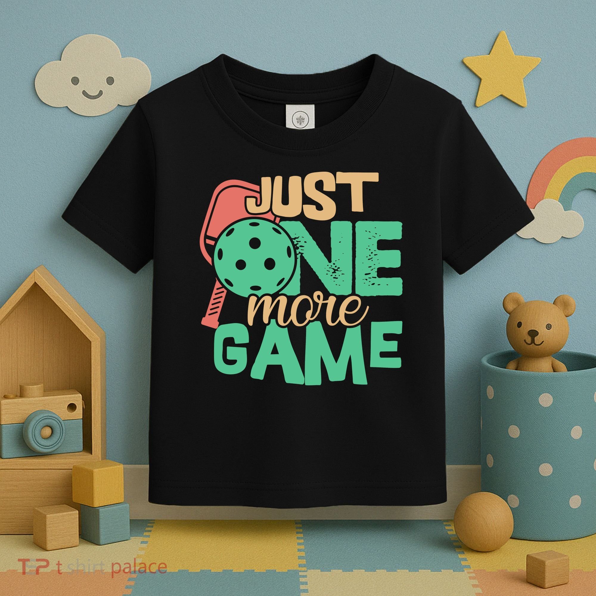 Just One More Game Pickleball Gift For Team Sport Toddler T-Shirt