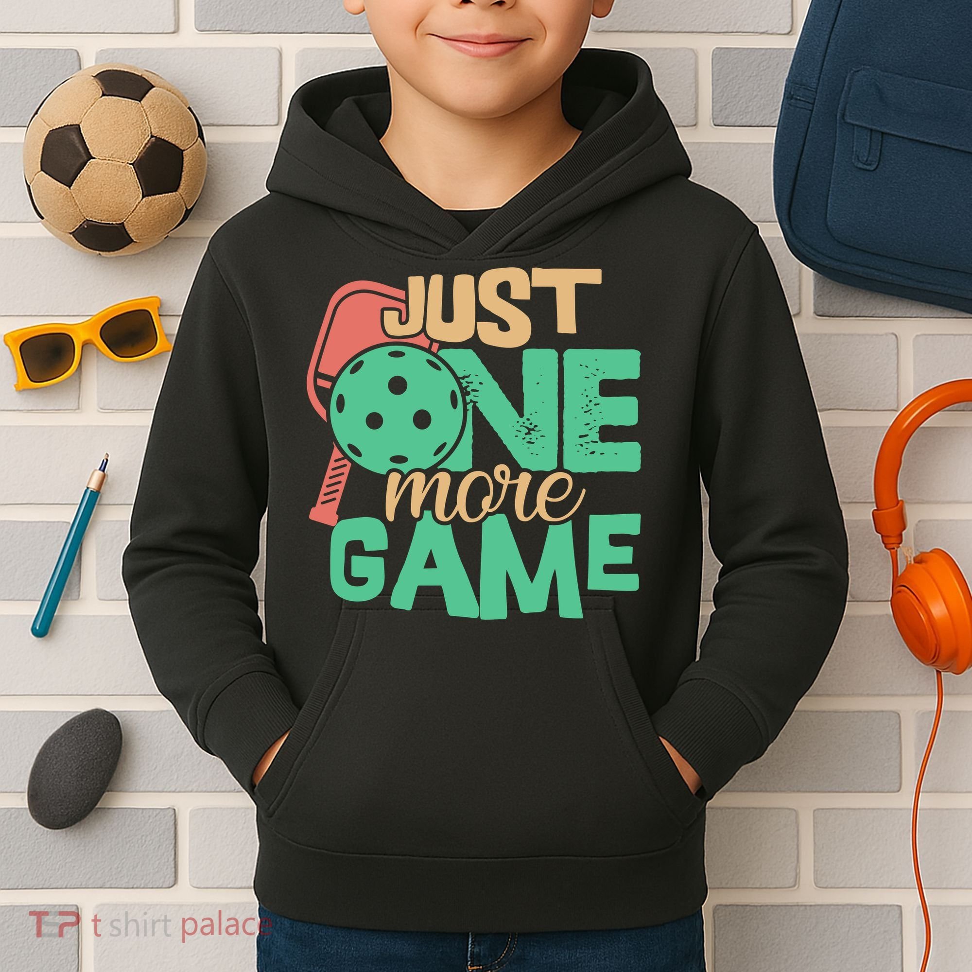 Just One More Game Pickleball Gift For Team Sport Kids Hoodie
