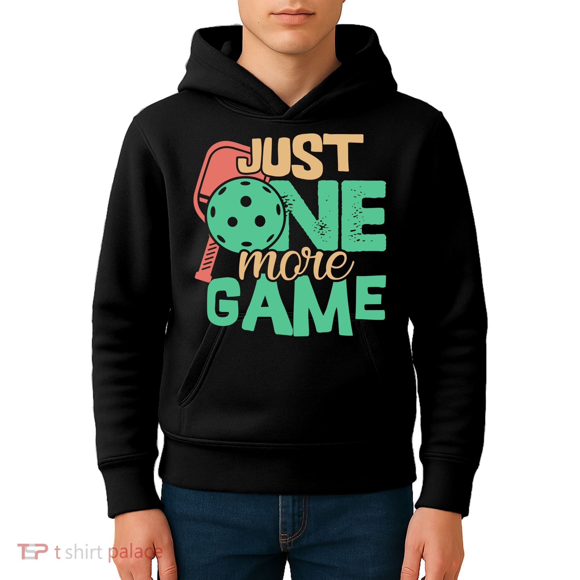 Just One More Game Pickleball Gift For Team Sport Kids Hoodie