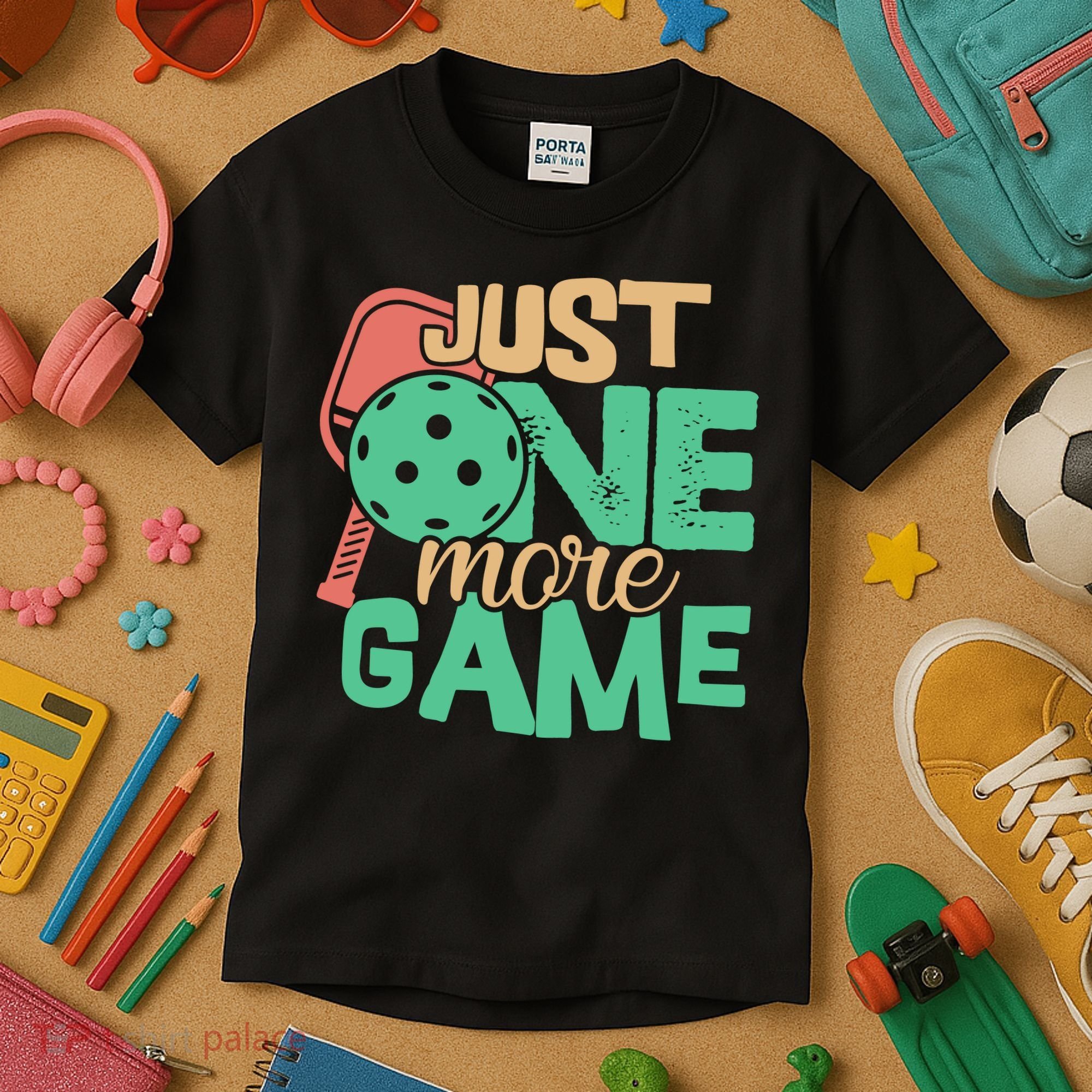 Just One More Game Pickleball Gift For Team Sport Kids T-Shirt