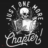 Just One More Chapter Skeleton Reader Reading Book Lover Polo thumb 3