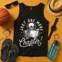 Just One More Chapter Skeleton Reader Reading Book Lover Tank Top thumb 4
