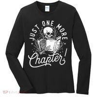 Just One More Chapter Skeleton Reader Reading Book Lover Women's Long Sleeve Shirt thumb 0