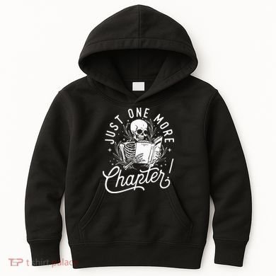 Just One More Chapter Skeleton Reader Reading Book Lover Kids Hoodie