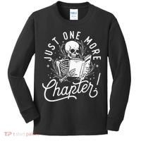 Just One More Chapter Skeleton Reader Reading Book Lover Kids Long Sleeve Shirt thumb 0
