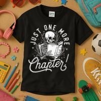 Just One More Chapter Skeleton Reader Reading Book Lover Kids T-Shirt thumb 3