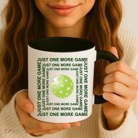 Just One More Game Square | Fun Pickleball Coffee Mug thumb 3