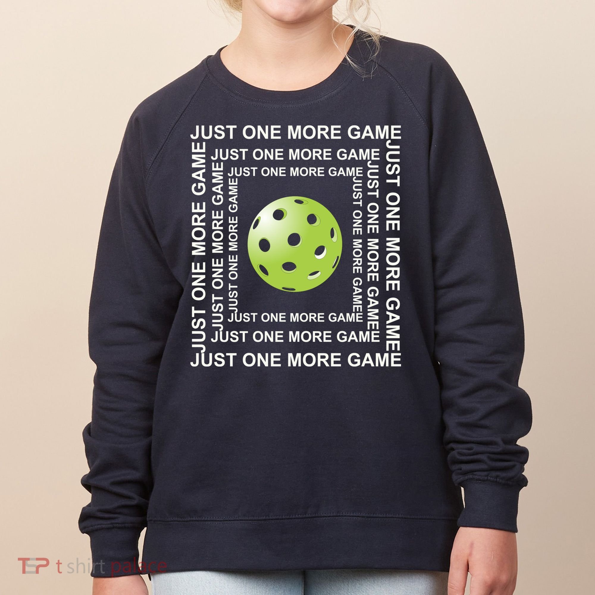Just One More Game Square | Fun Pickleball Women's Sweatshirt