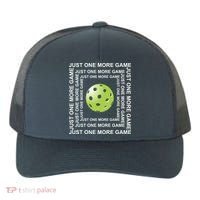 Just One More Game Square | Fun Pickleball Yupoong Adult 5-Panel Trucker Hat thumb 0
