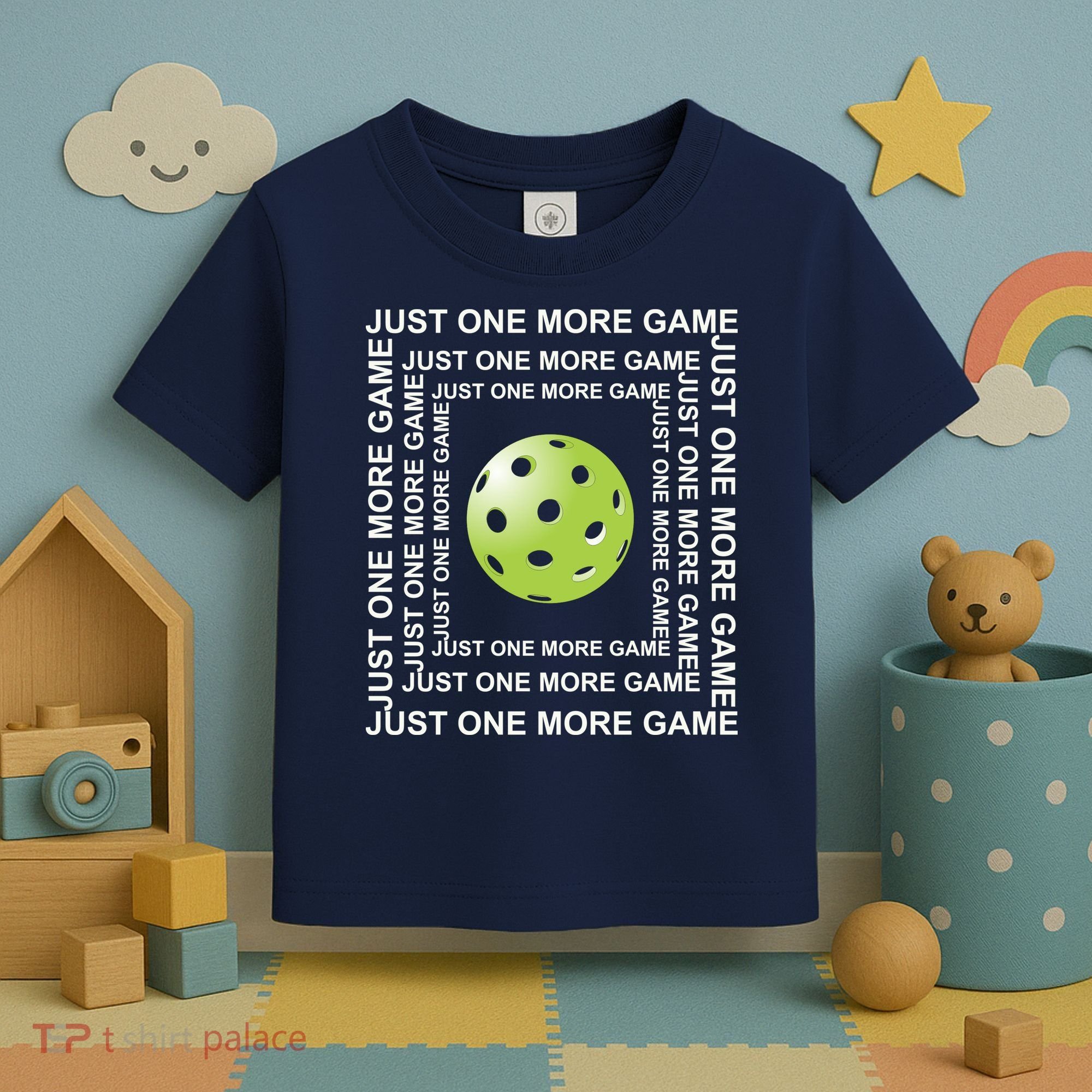 Just One More Game Square | Fun Pickleball Toddler T-Shirt