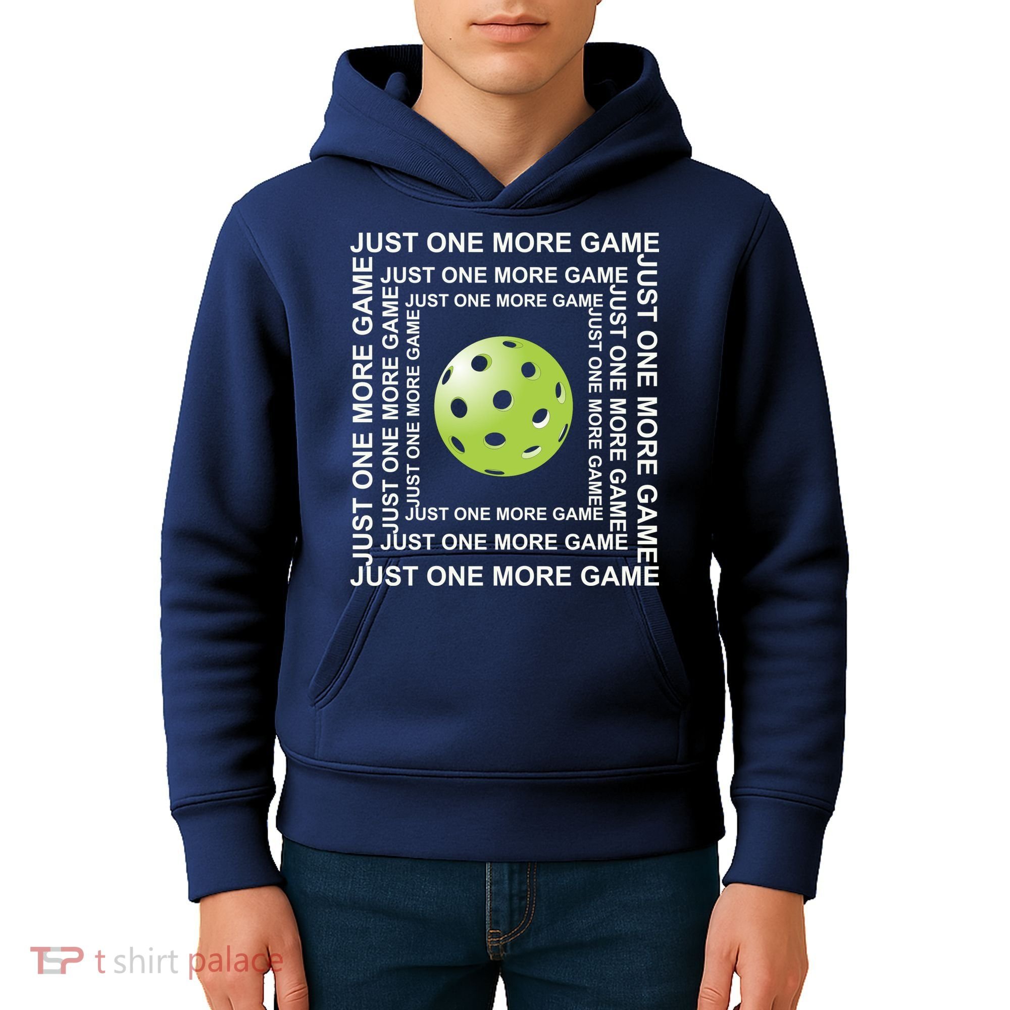 Just One More Game Square | Fun Pickleball Kids Hoodie