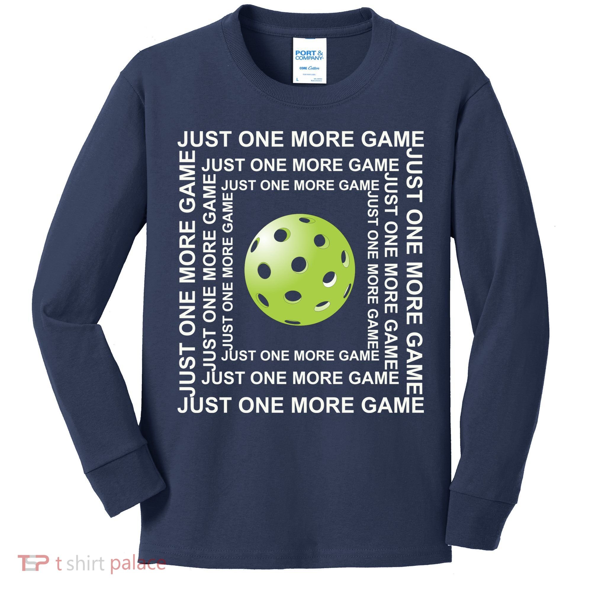 Just One More Game Square | Fun Pickleball Kids Long Sleeve Shirt