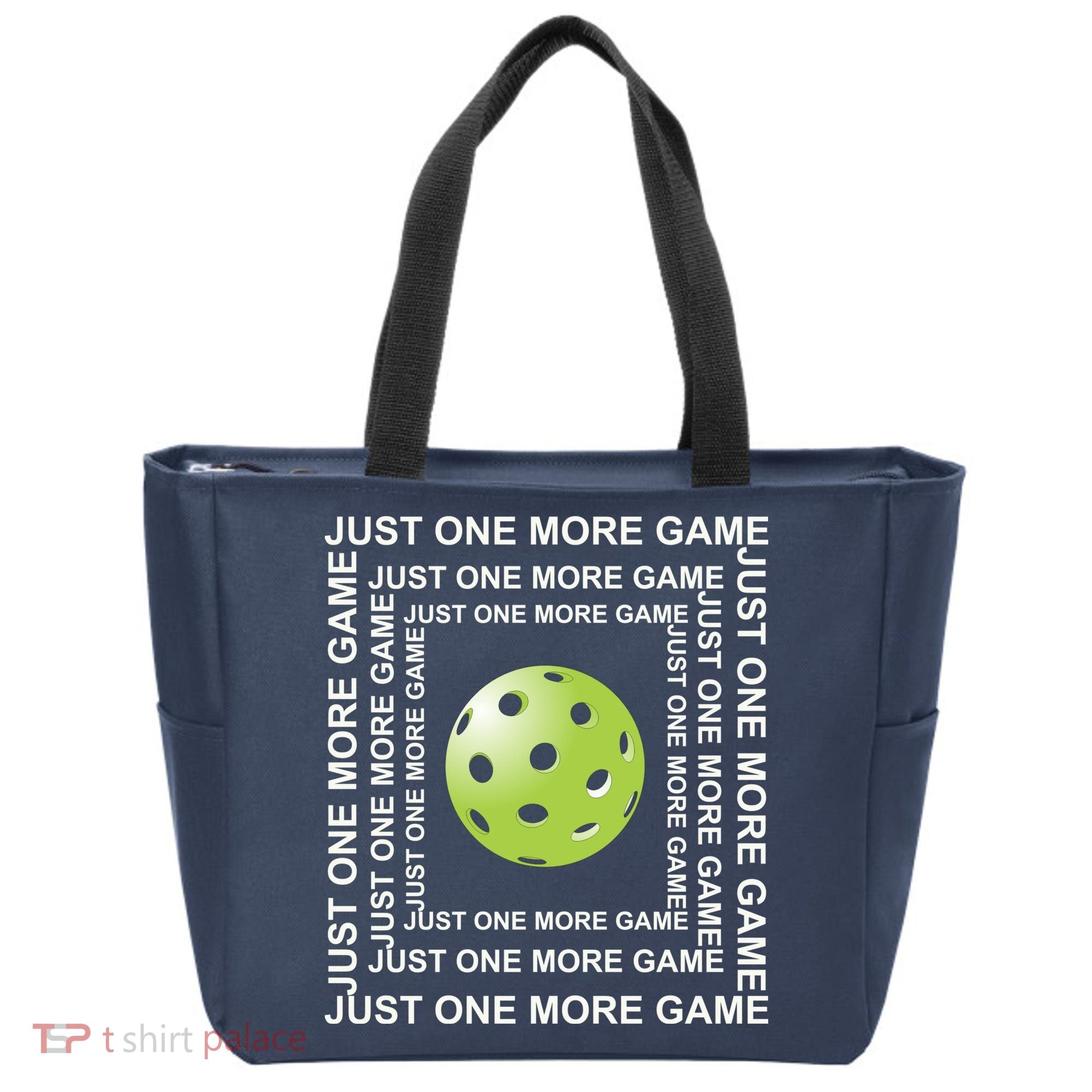 Just One More Game Square | Fun Pickleball Tote Bag