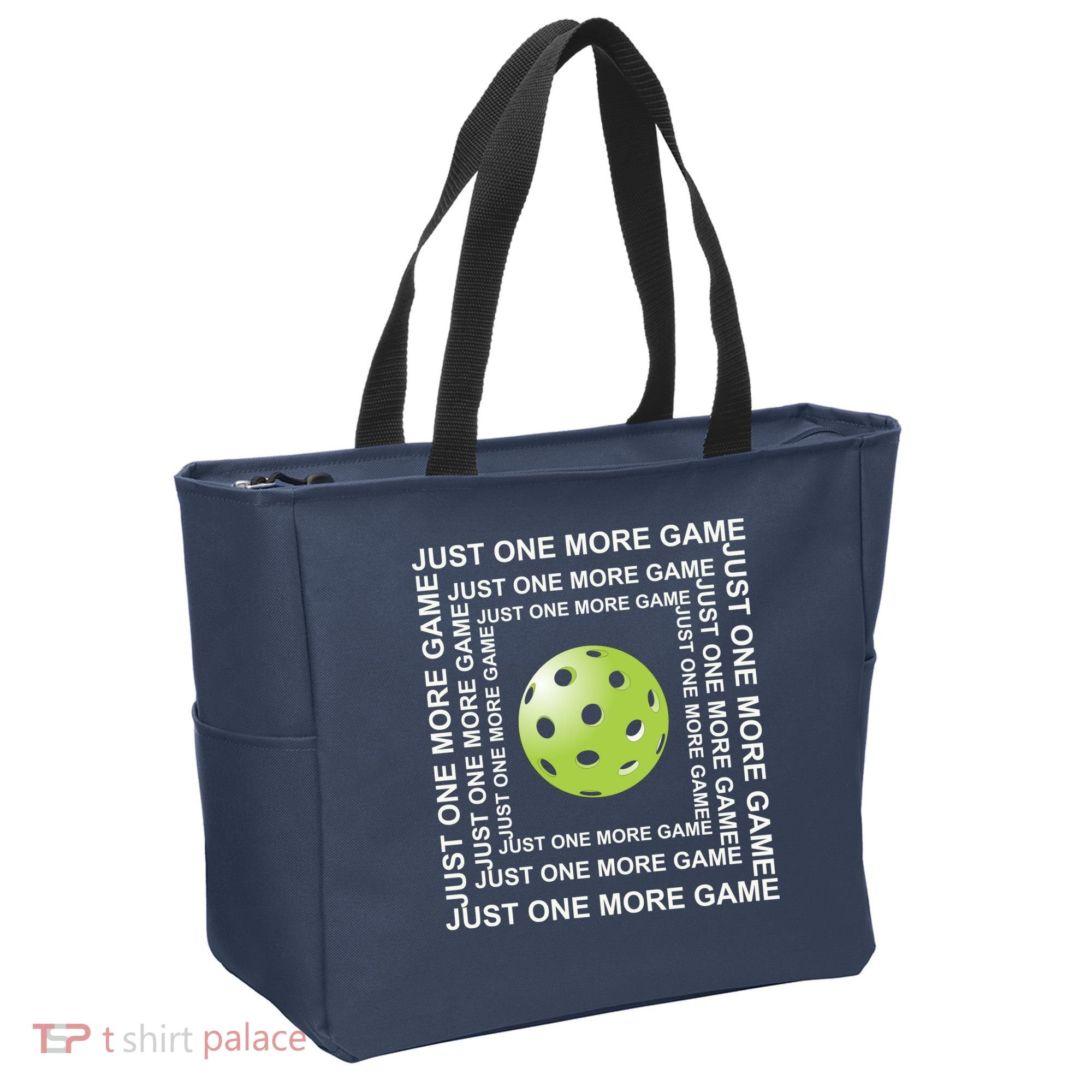 Just One More Game Square | Fun Pickleball Tote Bag