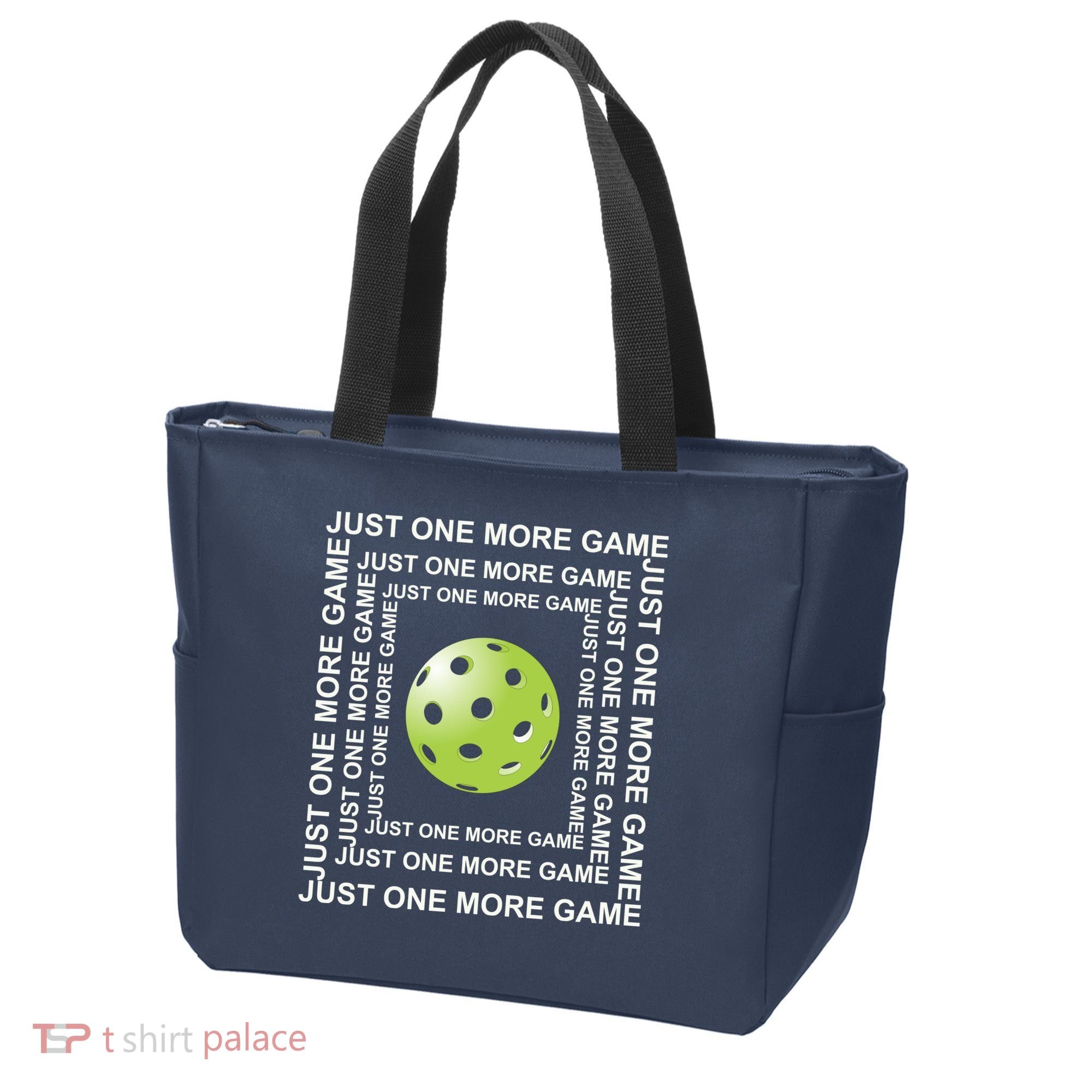 Just One More Game Square | Fun Pickleball Tote Bag