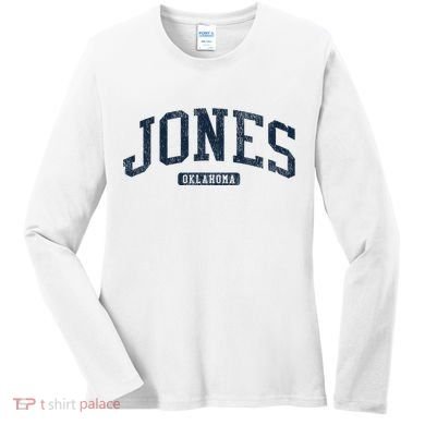 Jones Oklahoma Ok College Style Blue Women's Long Sleeve Shirt