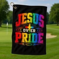 Jesus Over Pride Golf Towel thumb 1