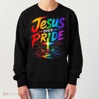 Jesus Over Pride Rainbow Cross Women's Sweatshirt thumb 0
