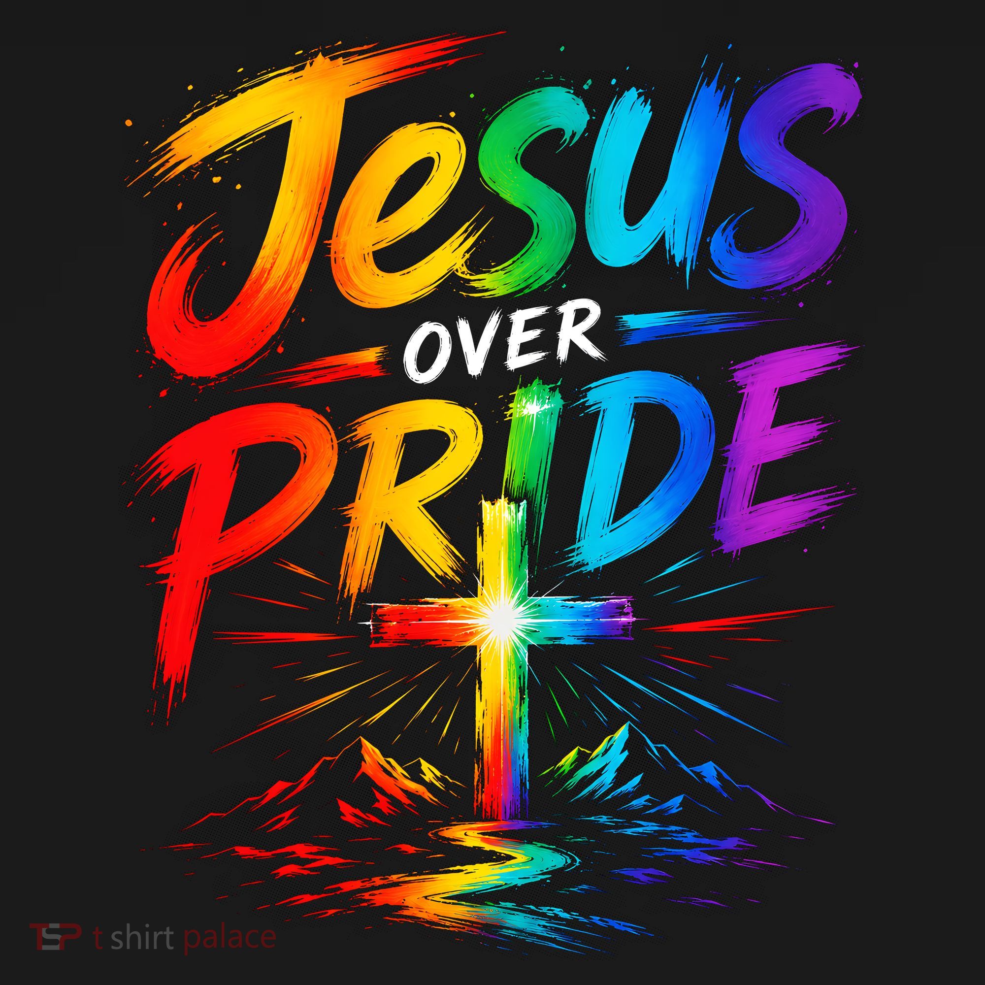 Jesus Over Pride Rainbow Cross Hoodie