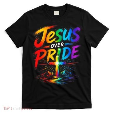 Jesus Over Pride Rainbow Cross T-Shirt