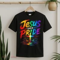 Jesus Over Pride Rainbow Cross T-Shirt thumb 2
