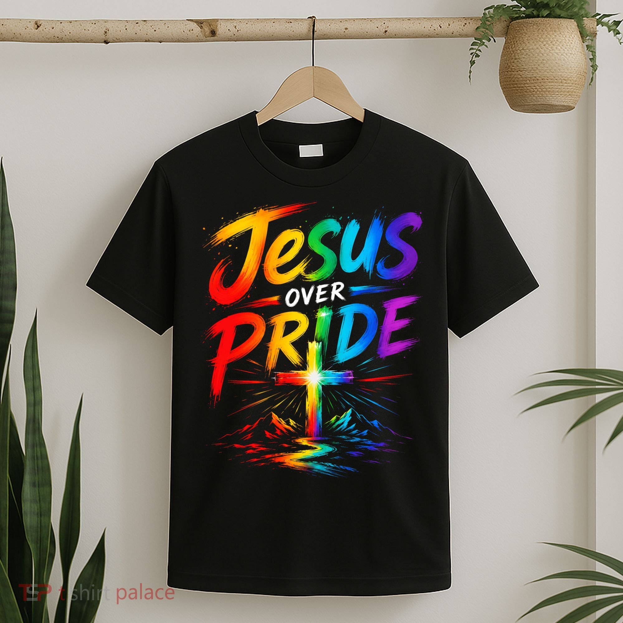 Jesus Over Pride Rainbow Cross T-Shirt