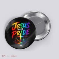 Jesus Over Pride Rainbow Cross Button thumb 0