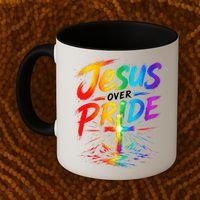 Jesus Over Pride Rainbow Cross Coffee Mug thumb 2
