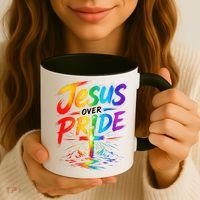 Jesus Over Pride Rainbow Cross Coffee Mug thumb 3