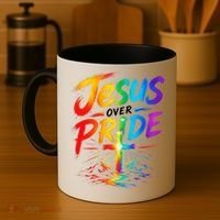 Jesus Over Pride Rainbow Cross Coffee Mug thumb 4