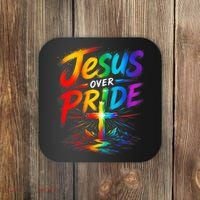 Jesus Over Pride Rainbow Cross Coaster thumb 0