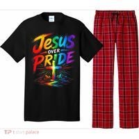 Jesus Over Pride Rainbow Cross Pajama Set thumb 0