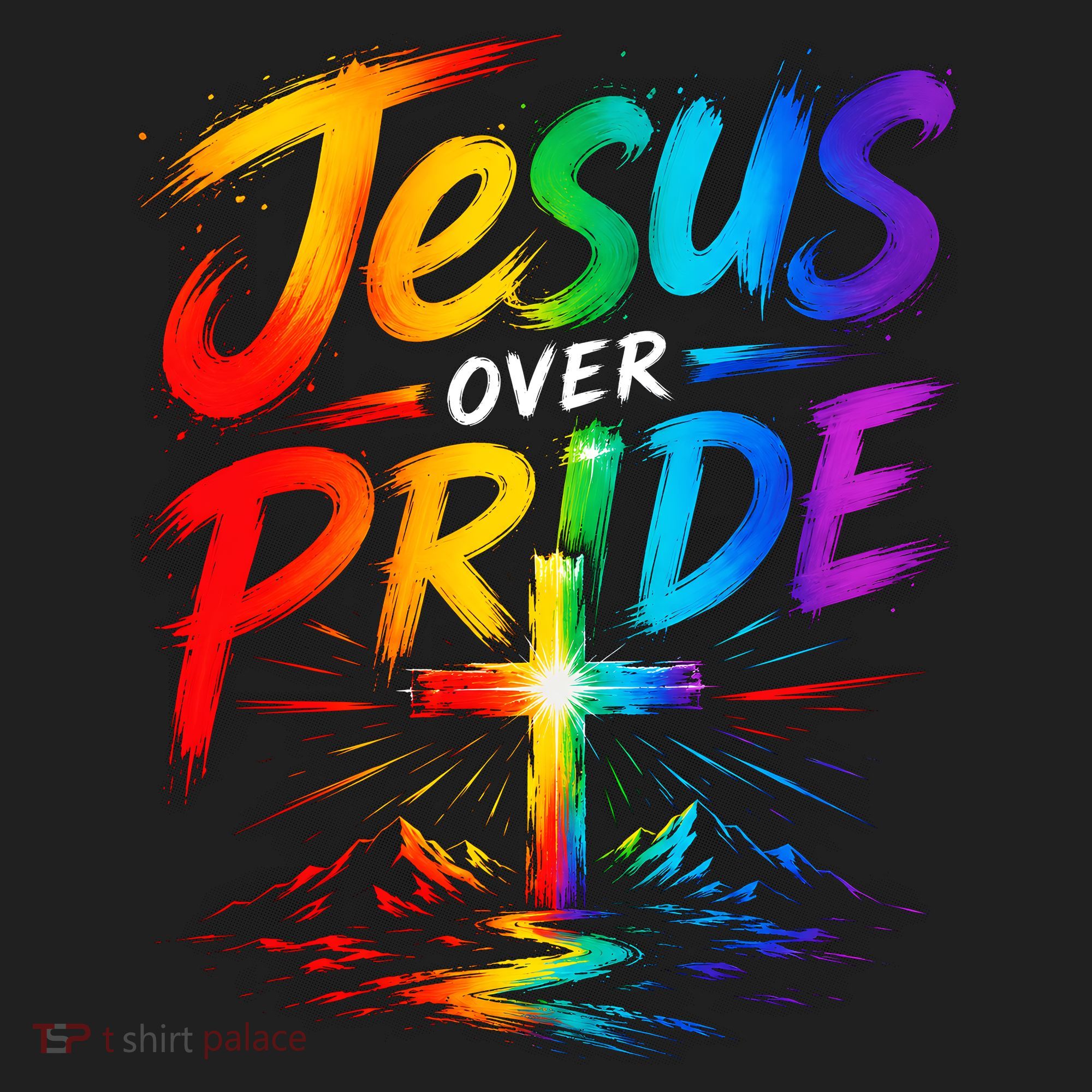 Jesus Over Pride Rainbow Cross Tumbler