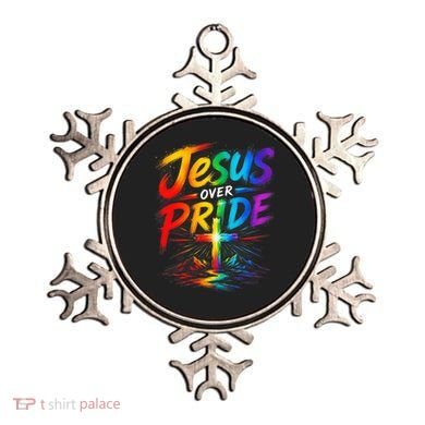 Jesus Over Pride Rainbow Cross Ornament