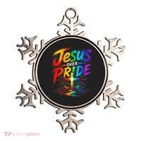 Jesus Over Pride Rainbow Cross Ornament thumb 0