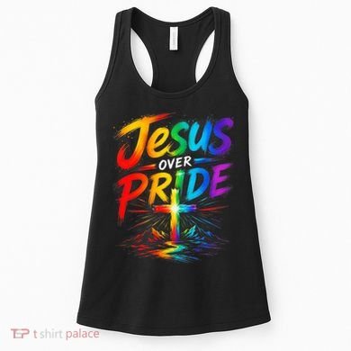 Jesus Over Pride Rainbow Cross Women's Tank Top