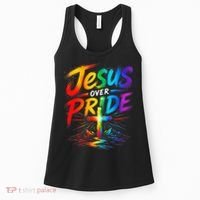 Jesus Over Pride Rainbow Cross Women's Tank Top thumb 0