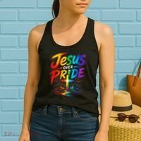 Jesus Over Pride Rainbow Cross Women's Tank Top thumb 2