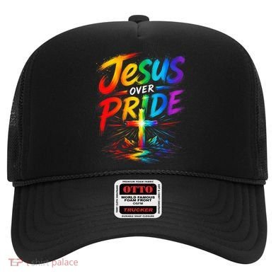 Jesus Over Pride Rainbow Cross Hat
